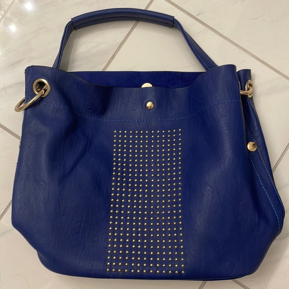 Embellished cute blue tote with inner bag